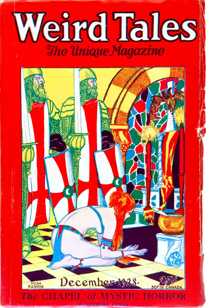 Couverture de Weird Tales, décembre 1928, dépoussiérée